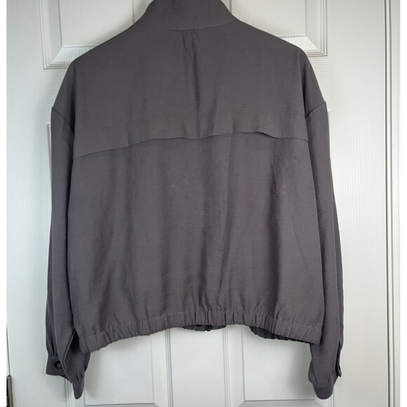 Nine West Taupe Gray Lightweight Bomber Jacket Full Zip Elastic Hem Women’s L - Picture 6 of 16